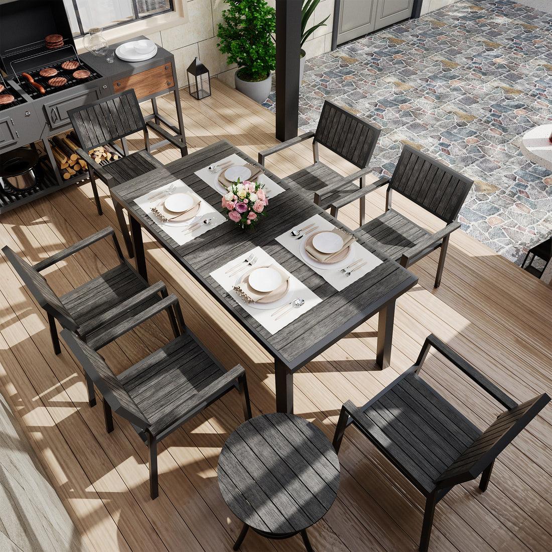 Pamapic 8-Piece Aluminum Outdoor Dining Set - Weather-Resistant Patio Furniture