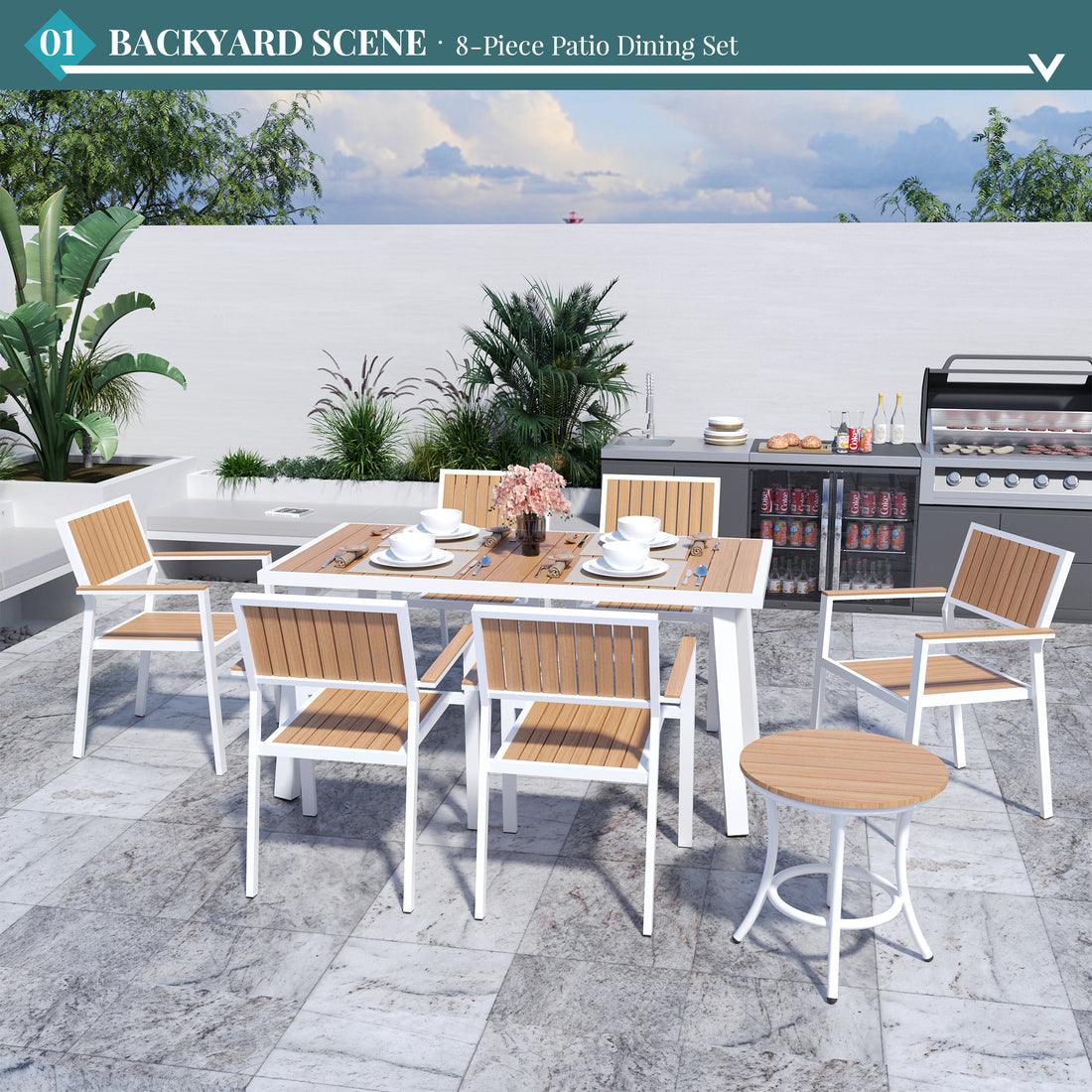 Pamapic 8-Piece Aluminum Outdoor Dining Set - Weather-Resistant Patio Furniture
