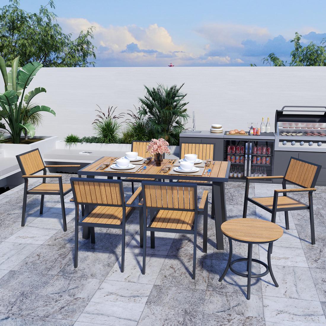 Pamapic 8-Piece Aluminum Outdoor Dining Set - Weather-Resistant Patio Furniture