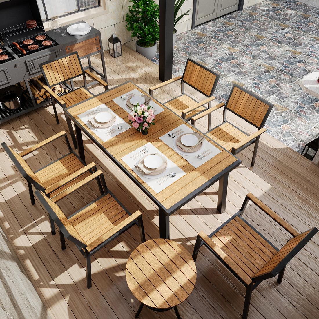 Pamapic 8-Piece Aluminum Outdoor Dining Set - Weather-Resistant Patio Furniture