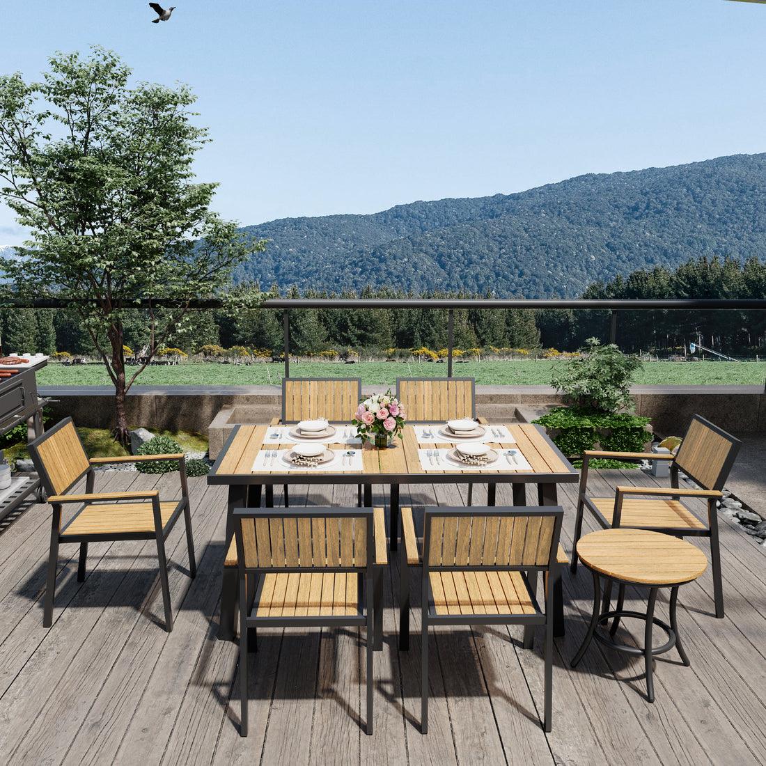 Pamapic 8-Piece Aluminum Outdoor Dining Set - Weather-Resistant Patio Furniture