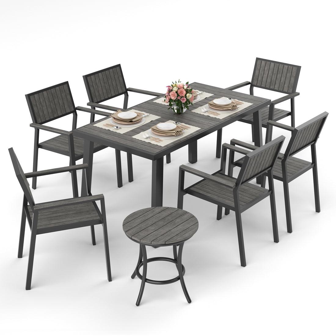 Pamapic 8-Piece Aluminum Outdoor Dining Set - Weather-Resistant Patio Furniture