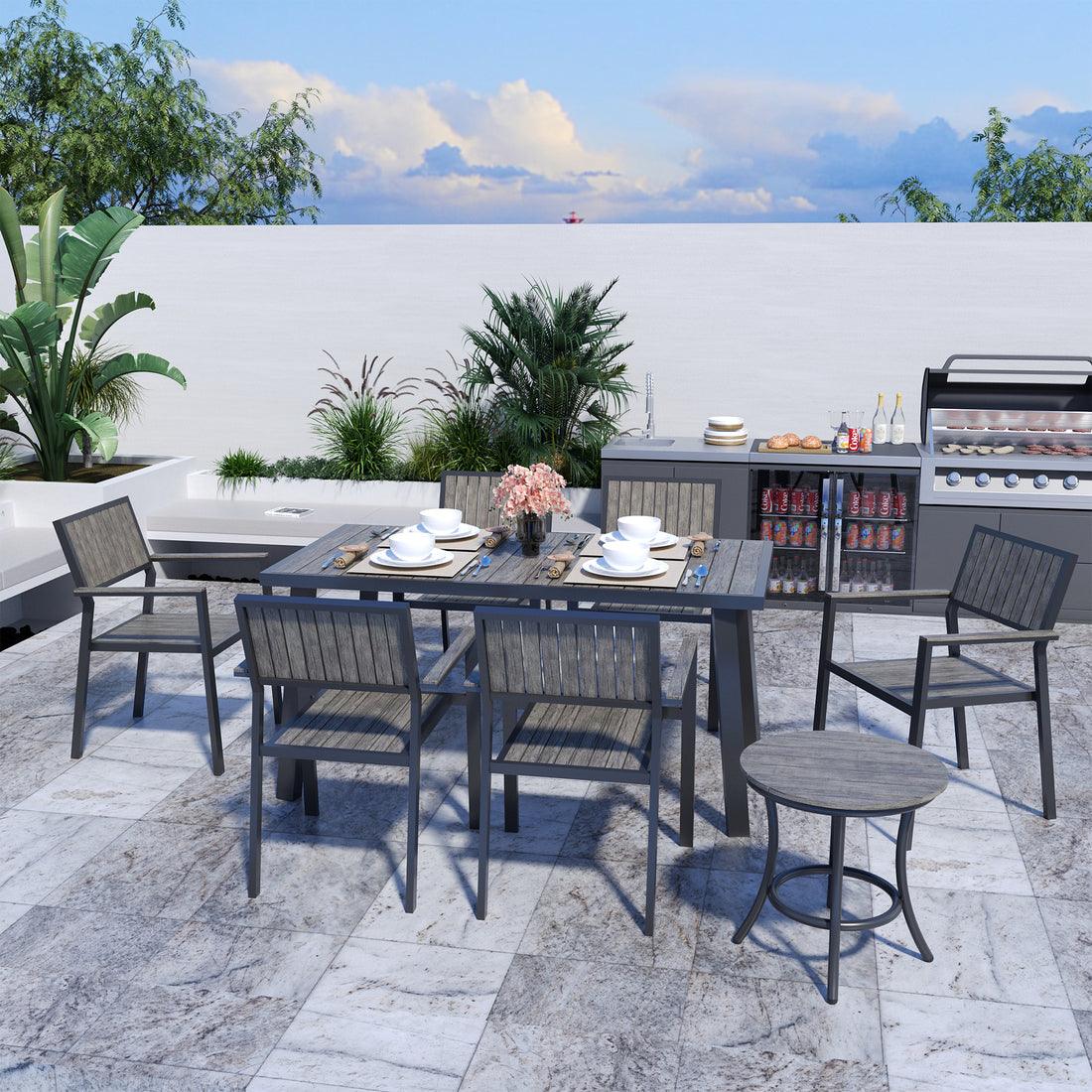 Pamapic 8-Piece Aluminum Outdoor Dining Set - Weather-Resistant Patio Furniture
