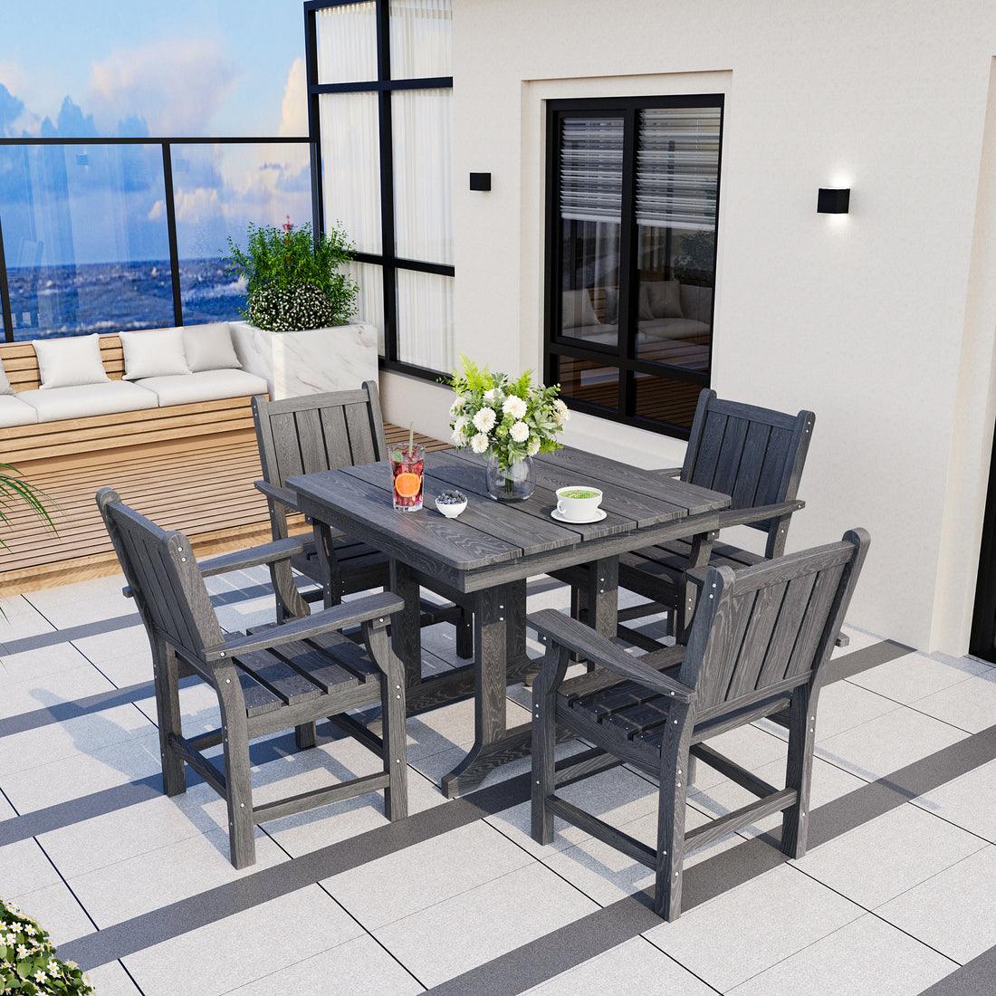 Pamapic 5-Piece HDPE Outdoor Dining Set - Weather-Resistant Patio Furniture