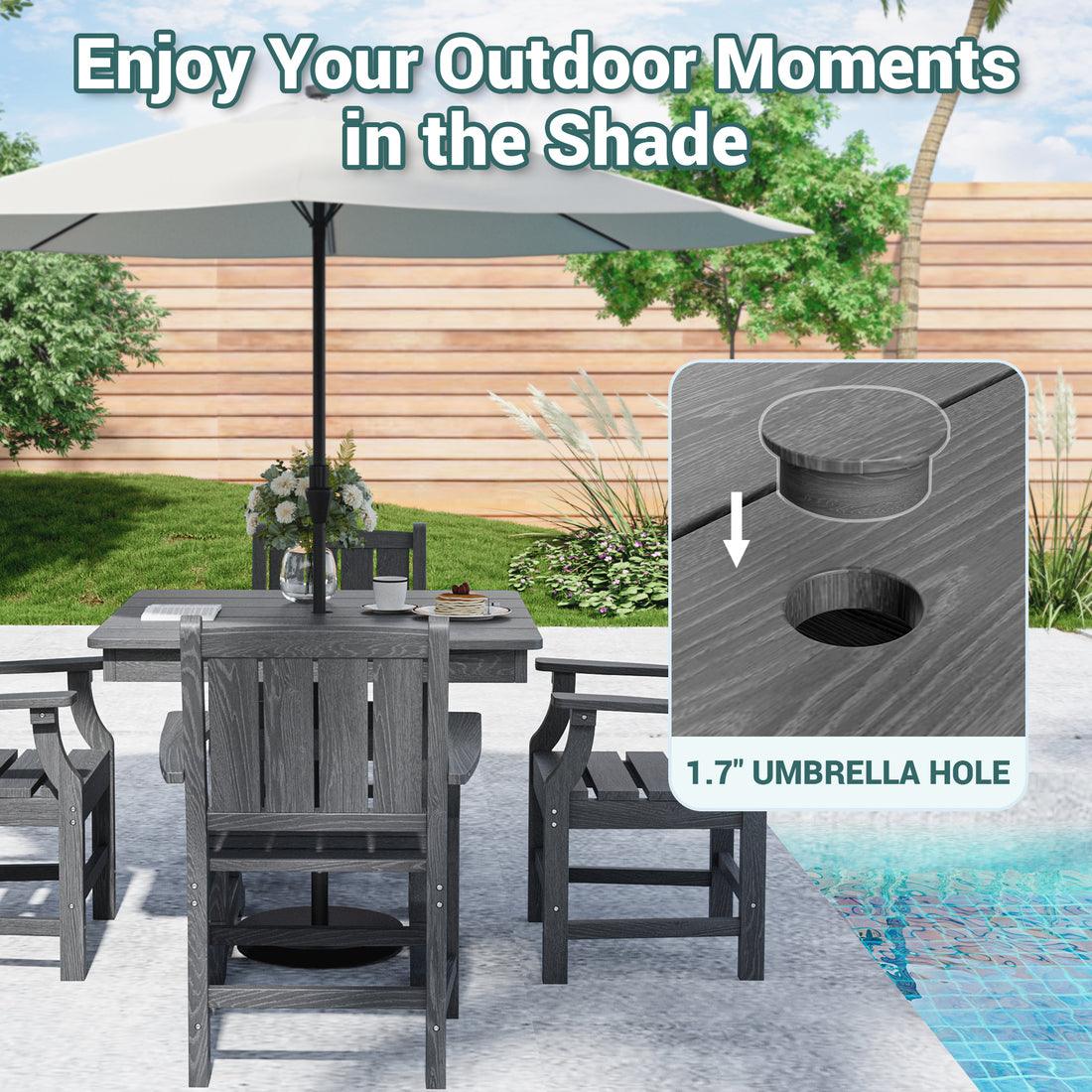 Pamapic 5-Piece HDPE Outdoor Dining Set - Weather-Resistant Patio Furniture