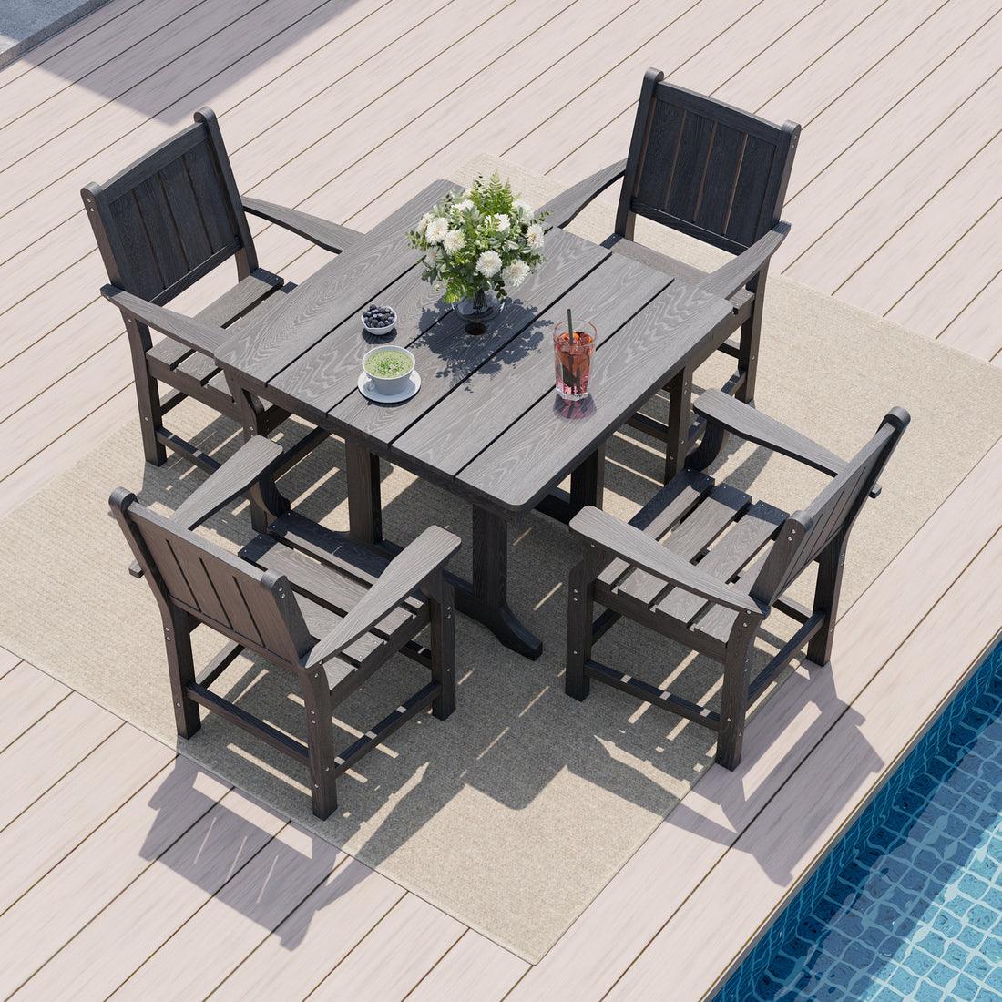 Pamapic 5-Piece HDPE Outdoor Dining Set - Weather-Resistant Patio Furniture