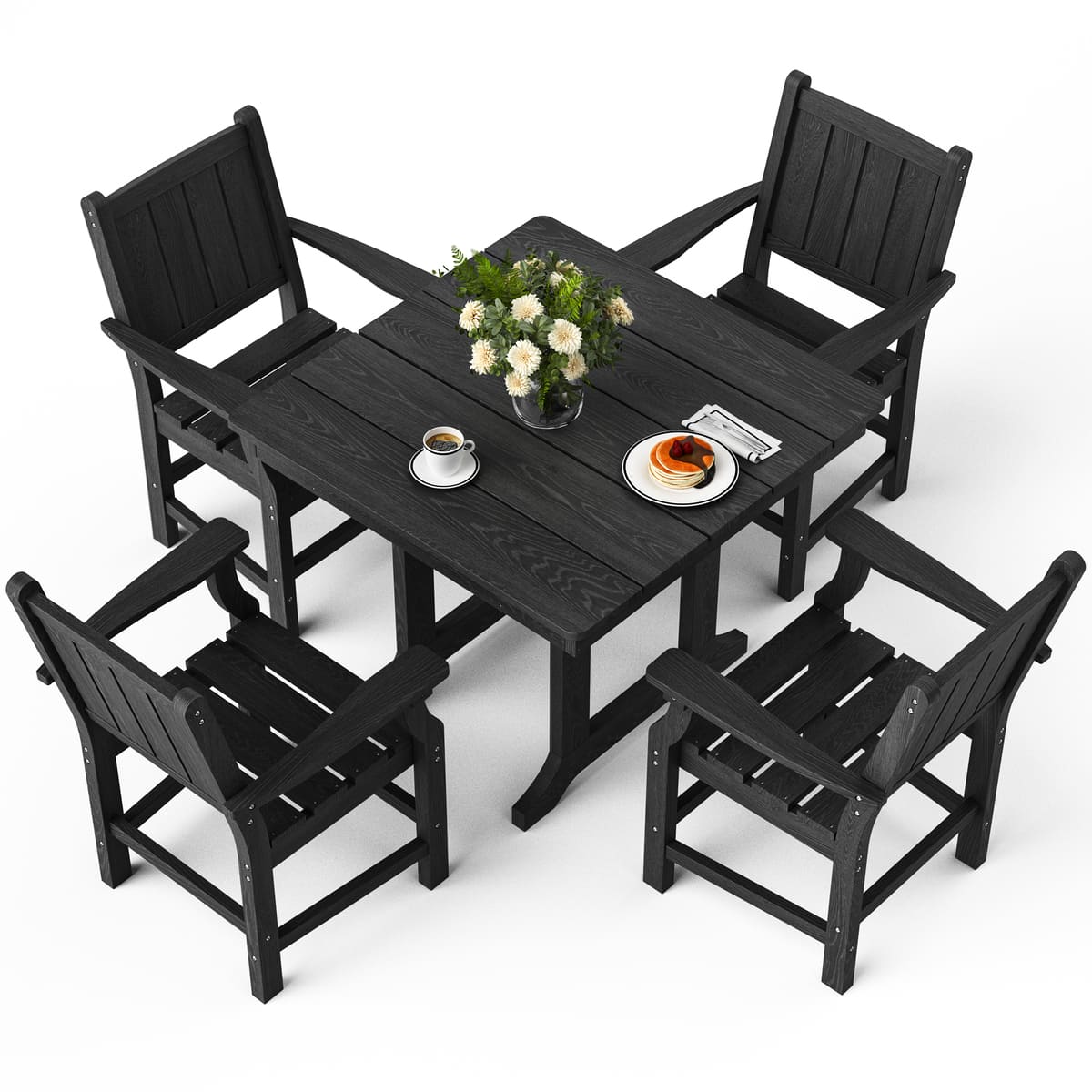 Pamapic 5-Piece HDPE Outdoor Dining Set - Weather-Resistant Patio Furniture