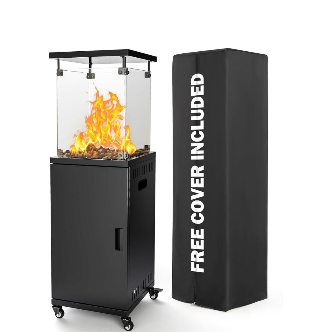 Pamapic 41000 BTU Patio Heater Propane with Cover & Lockable Wheels for Deck, Porch