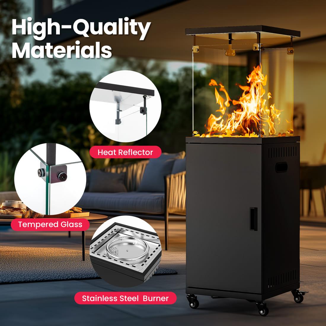 Pamapic 41000 BTU Patio Heater Propane with Cover & Lockable Wheels for Deck, Porch