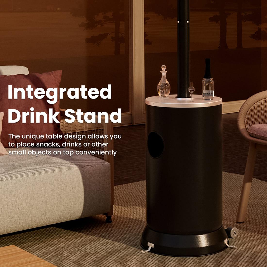 Pamapic Portable Patio Heater Propane - 48,000 BTU with Table Design & Wheels, Commercial & Residential