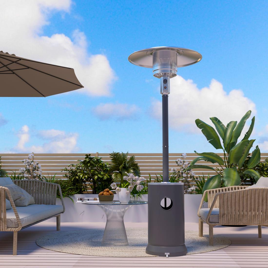 Pamapic Portable Patio Heater Propane - 48,000 BTU with Table Design & Wheels, Commercial & Residential
