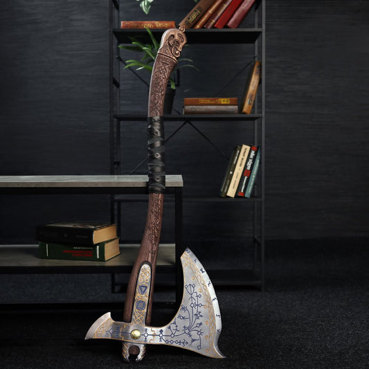 Hand-forged Leviathan axe with carved handle "Tyr"