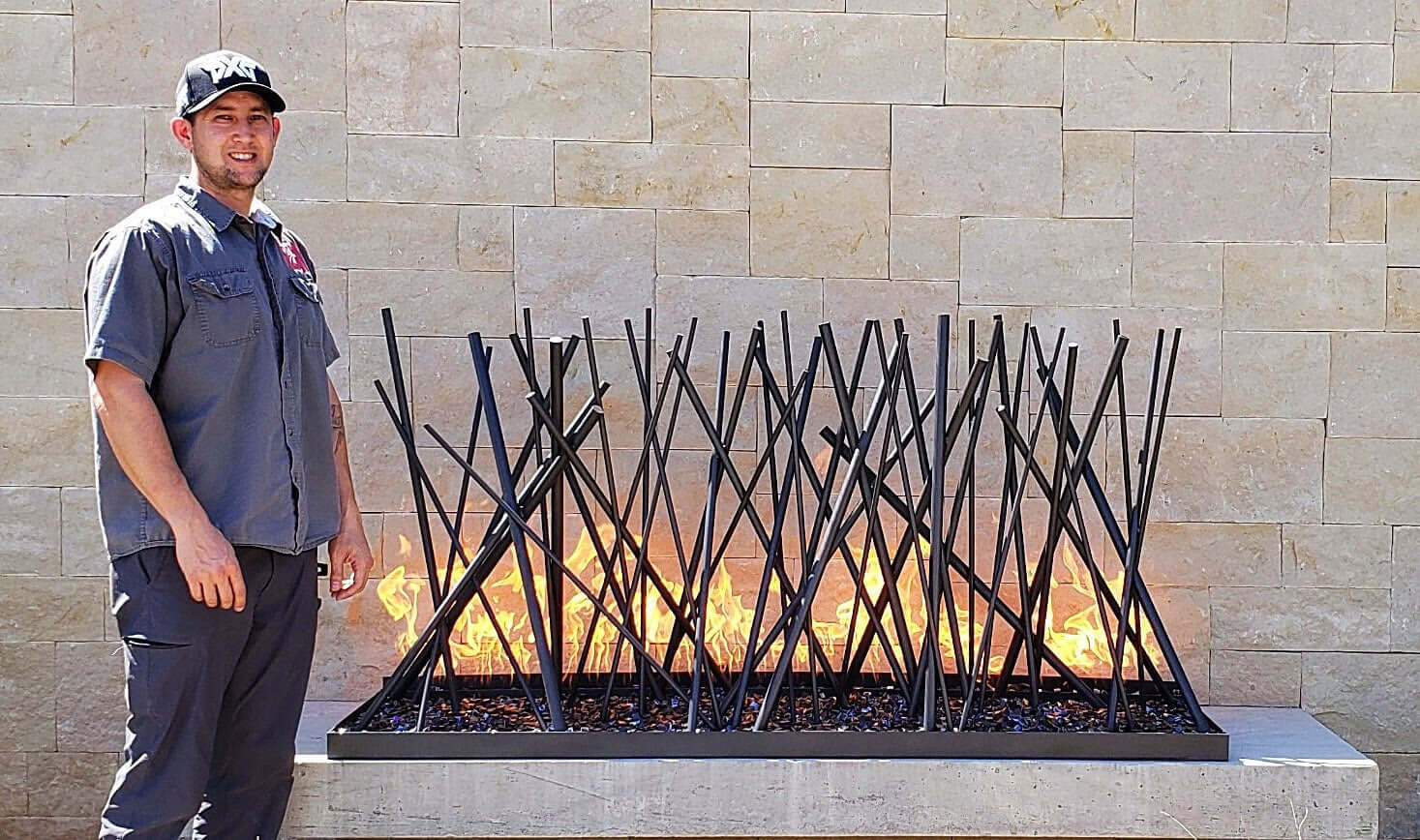 Eric Tolbert Designed Auto Court Fire Sticks at Parson's Private Residence
