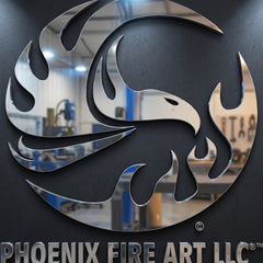 Polished Stainless Steel Wall Art Logo for Phoenix Fire Art LLC