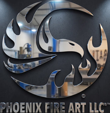 Polished Stainless Steel Wall Art Logo for Phoenix Fire Art LLC