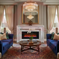 Electric Fireplaces: Plug In, Chill Out, Look Cool -  Electric fireplace inside a posh family room with lavish furniture