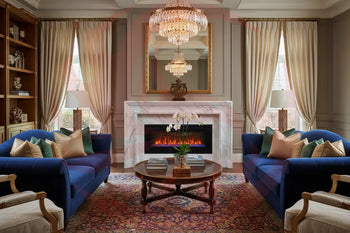 Electric Fireplaces: Plug In, Chill Out, Look Cool -  Electric fireplace inside a posh family room with lavish furniture