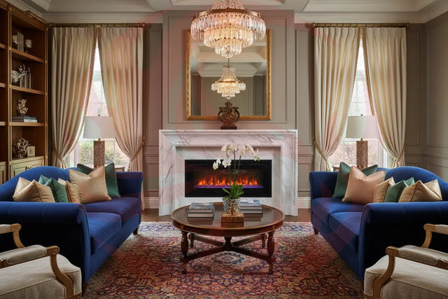 Electric Fireplaces: Plug In, Chill Out, Look Cool -  Electric fireplace inside a posh family room with lavish furniture