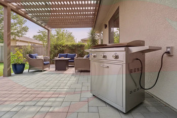 Electric Grills for Indoor & Outdoor Cooking -  freestanding electric griddle under a patio