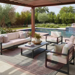 Patio Furniture Sets: Outdoor Seating That Slaps -  High end patio furniture set in an upscale backyard under a pergola