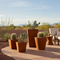 Tapered Corten Steel Planters in Arizona Desert Backyard - Phoenix Fire Art