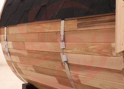 Blisspod, Prague, Canadian Red Cedar Outdoor Steam Barell Sauna, 2-4 / 4-6 persons with Full Glass Back & 2 front Porch seats zoppinh