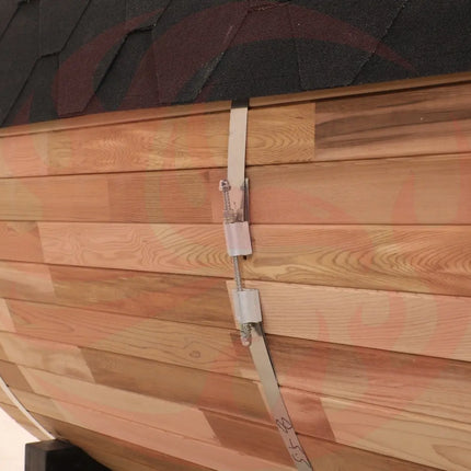 Blisspod, Prague, Canadian Red Cedar Outdoor Steam Barell Sauna, 2-4 / 4-6 persons with Full Glass Back & 2 front Porch seats zoppinh