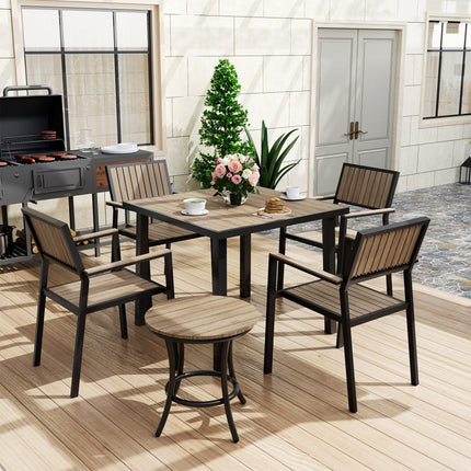 Pamapic Aluminum and Plastic-Wood Outdoor Dining Table Set Pamapic