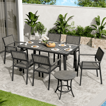 Pamapic Aluminum and Plastic-Wood Outdoor Dining Table Set Pamapic