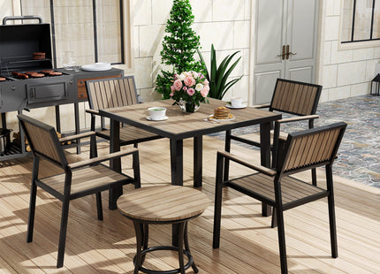 Pamapic Aluminum and Plastic-Wood Outdoor Dining Table Set Pamapic