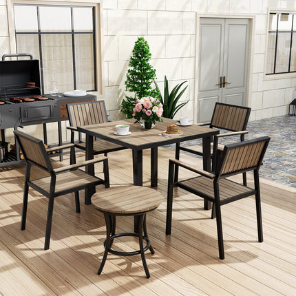 Pamapic Aluminum and Plastic-Wood Outdoor Dining Table Set Pamapic
