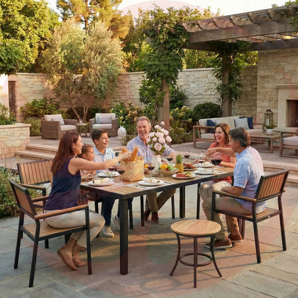 Pamapic Aluminum and Plastic-Wood Outdoor Dining Table Set Pamapic