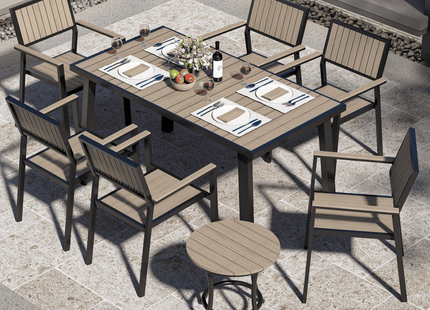 Pamapic Aluminum and Plastic-Wood Outdoor Dining Table Set Pamapic