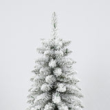 3 Pcs Flocked Artificial Christmas Tree Set With Lights, 4ft 5ft 6ft Christmas Snow Tree Set, Christmas Decor