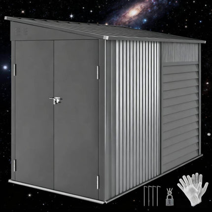 [05X09FT] Alora Heavy-Duty Outdoor Galvanized Steel Storage Shed With Lockable Doors (SAK80637) SAKSBY WHOLESALE