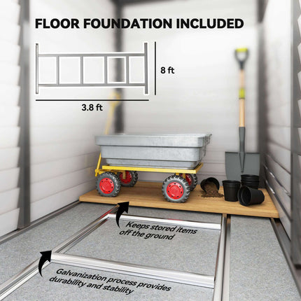 [05X09FT] Alora Heavy-Duty Outdoor Galvanized Steel Storage Shed With Lockable Doors (SAK80637) SAKSBY WHOLESALE