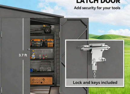 [05X09FT] Alora Heavy-Duty Outdoor Galvanized Steel Storage Shed With Lockable Doors (SAK80637) SAKSBY WHOLESALE
