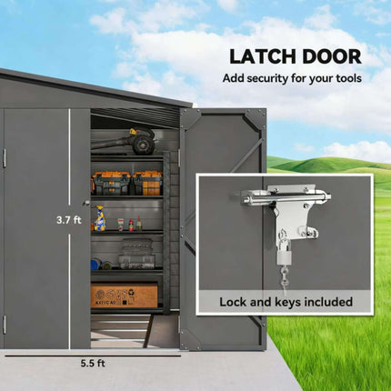 [05X09FT] Alora Heavy-Duty Outdoor Galvanized Steel Storage Shed With Lockable Doors (SAK80637) SAKSBY WHOLESALE