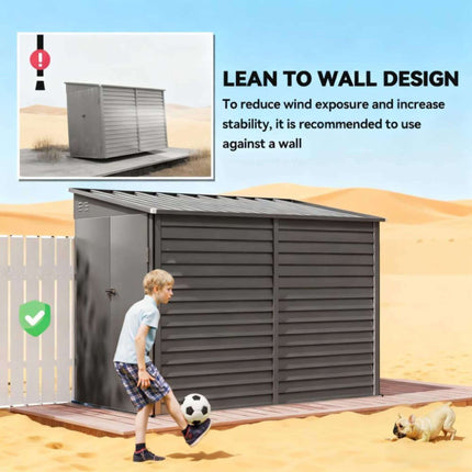 [05X09FT] Alora Heavy-Duty Outdoor Galvanized Steel Storage Shed With Lockable Doors (SAK80637) SAKSBY WHOLESALE