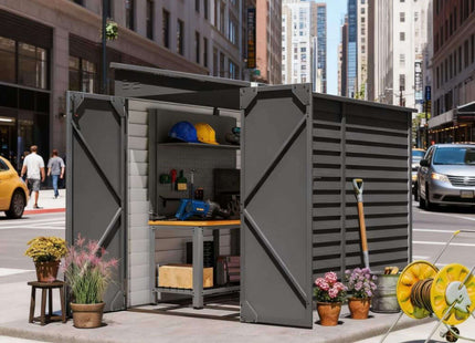 [05X09FT] Alora Heavy-Duty Outdoor Galvanized Steel Storage Shed With Lockable Doors (SAK80637) SAKSBY WHOLESALE