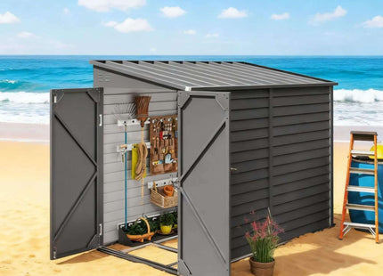[05X09FT] Alora Heavy-Duty Outdoor Galvanized Steel Storage Shed With Lockable Doors (SAK80637) SAKSBY WHOLESALE