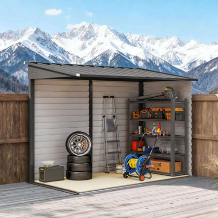 [05X09FT] Alora Heavy-Duty Outdoor Galvanized Steel Storage Shed With Lockable Doors (SAK80637) SAKSBY WHOLESALE