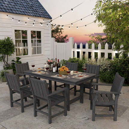 Pamapic HDPE Outdoor Dining Table and Chairs with Umbrella Hole Pamapic