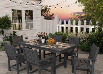 Pamapic HDPE Outdoor Dining Table and Chairs with Umbrella Hole Pamapic