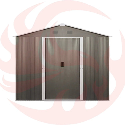 [06X08FT] Alora Premium Outdoor Metal Storage Shed With Metal Floor Frame (SAK95204) - Phoenix Fire Art Store