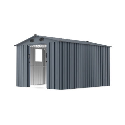 [08X10FT] Alora Large Outdoor Metal Backyard Garden Storage Tool Shed With Window And Lockable Doors (SAK68140) SAKSBY WHOLESALE