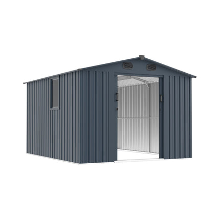 [08X10FT] Alora Large Outdoor Metal Backyard Garden Storage Tool Shed With Window And Lockable Doors (SAK68140) SAKSBY WHOLESALE