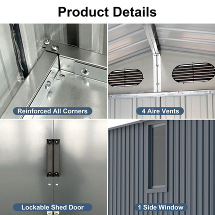 [08X10FT] Alora Large Outdoor Metal Backyard Garden Storage Tool Shed With Window And Lockable Doors (SAK68140) SAKSBY WHOLESALE