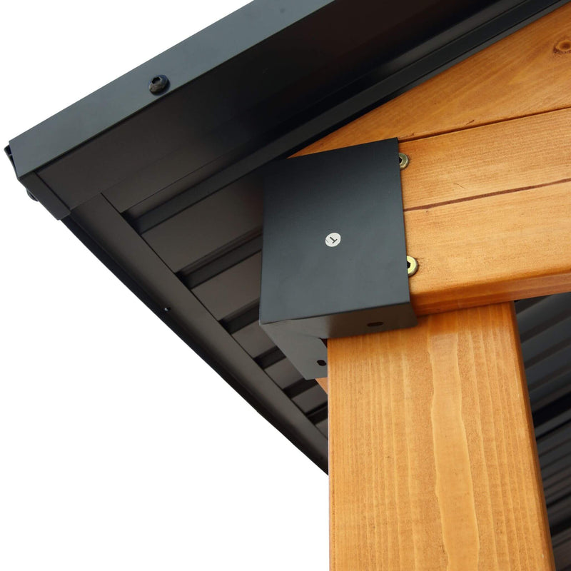 [09X11] Alora Heavy Duty All-Weather Hard Top Wooden Carport Gazebo With Galvanized Steel Roof (SAK39187)