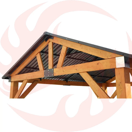 [09X11FT] Alora Heavy-Duty All-Weather Hardtop Wooden Carport Gazebo With Galvanized Steel Roof (SAK39187) - Phoenix Fire Art Store